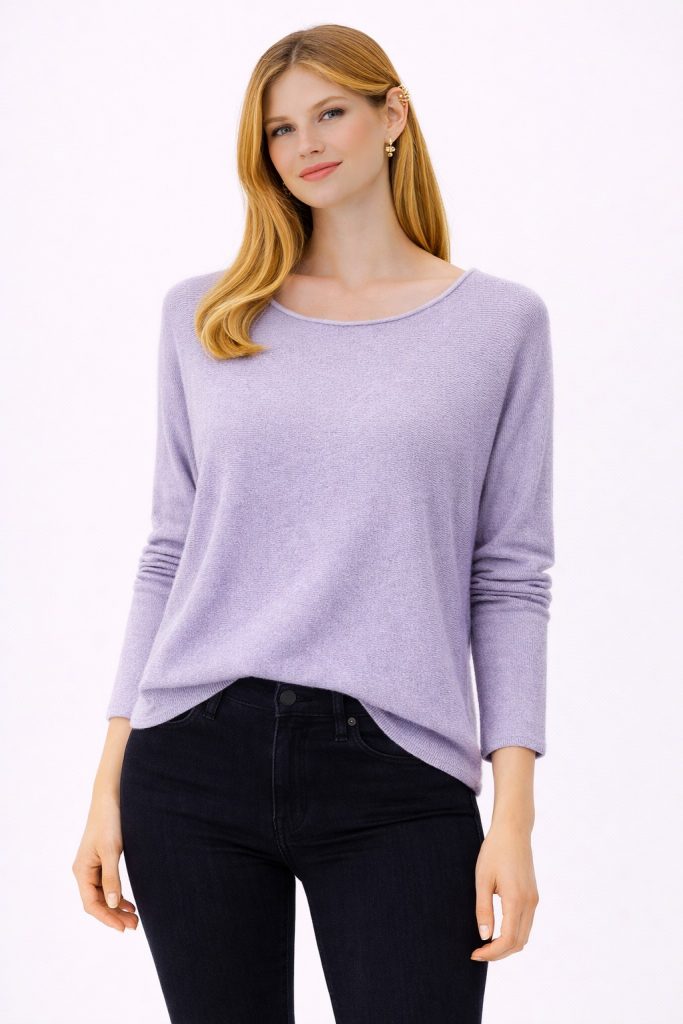 BDK Bisiklet Yaka Triko Kazak 26KRS930 - LİLA