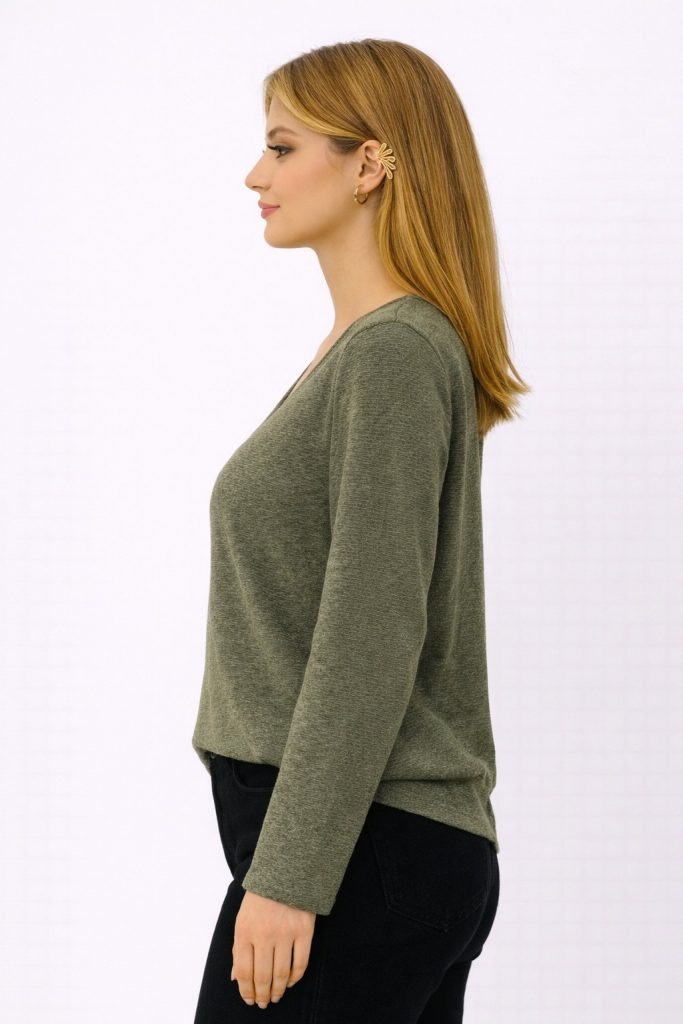 BDK V Yaka Triko Kazak 26KRS501 - K.HAKİ