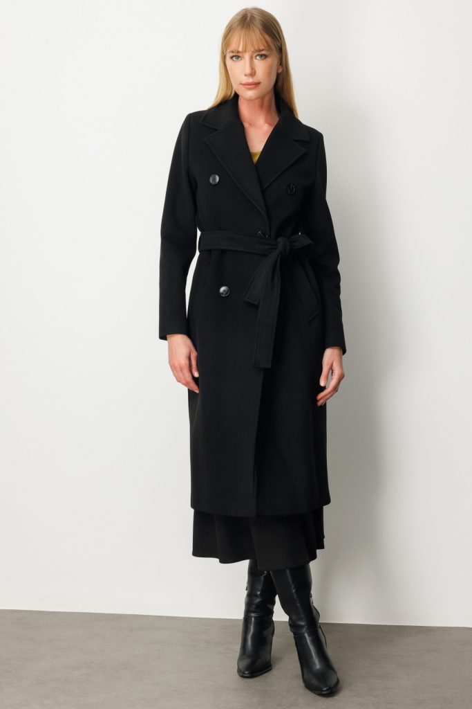 EKOL Beli Kuşaklı Kruvaze Yaka Kaban 6063