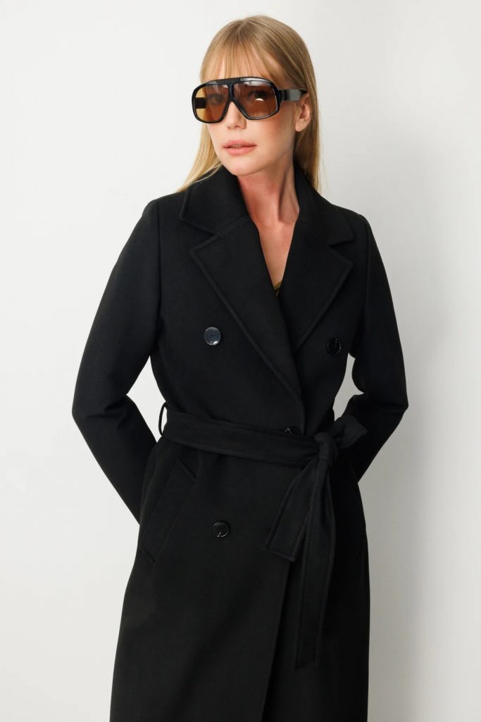 EKOL Beli Kuşaklı Kruvaze Yaka Kaban 6063