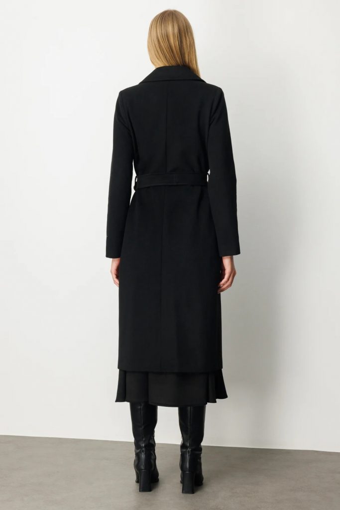 EKOL Beli Kuşaklı Kruvaze Yaka Kaban 6063