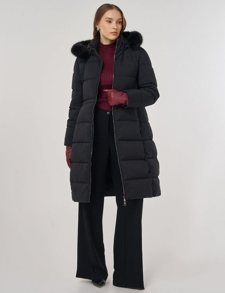 KAYRA Hotfix Baskılı Anorak Mont 27346 - Siyah