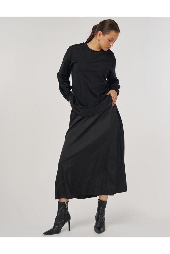 Kayra Paraşüt Kumaş Etekli Takım 76005-26k - Siyah