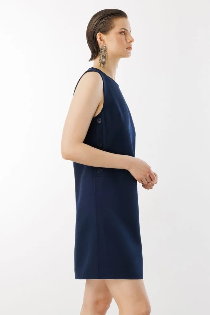 ON TRİKO Düğme Detaylı Yırtmaçlı Elbise 54332-25