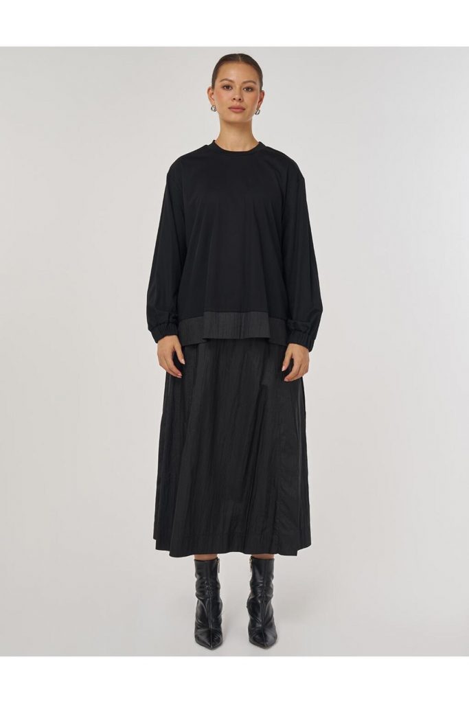 Kayra Paraşüt Kumaş Etekli Takım 76005-26k - Siyah