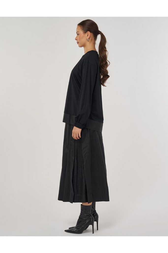 Kayra Paraşüt Kumaş Etekli Takım 76005-26k - Siyah