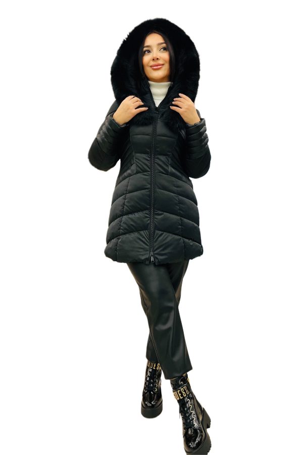 Guess Suni Kürk Kapüşonlu Şişme Mont W4BL61WGLZ0-24K