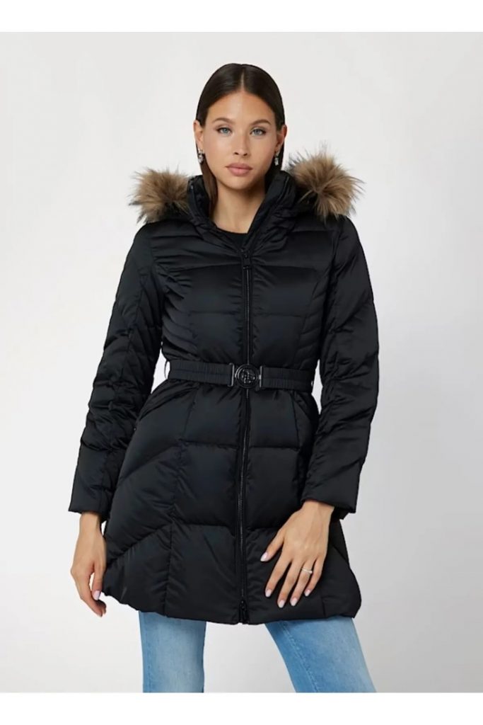 Guess Gerçek kuş tüyü şişme mont W4BL40WEX52-24K - Siyah