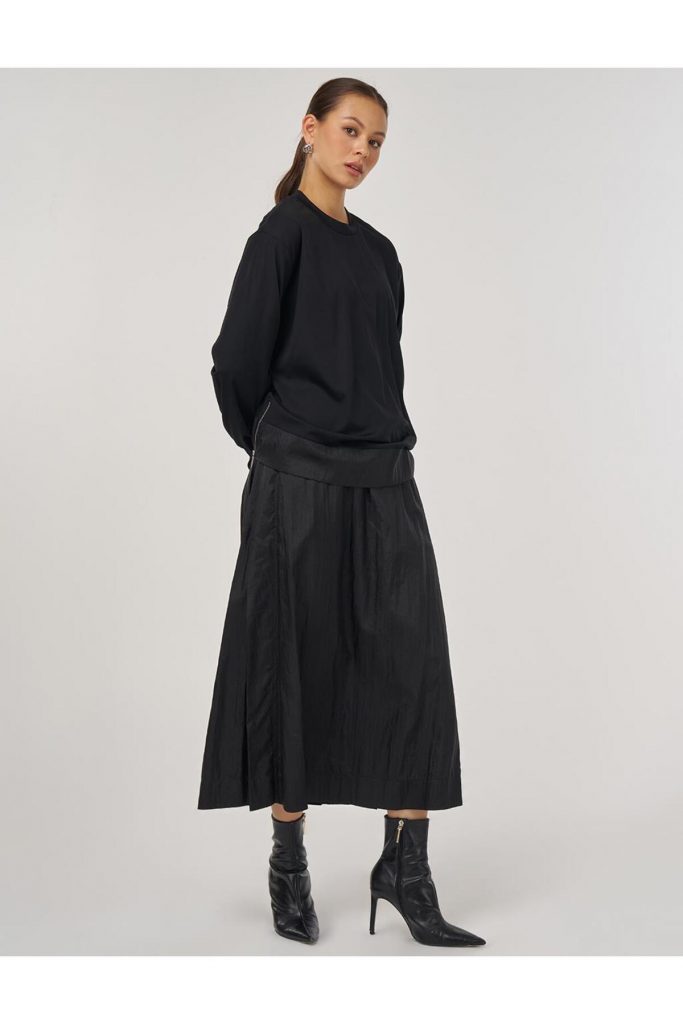 Kayra Paraşüt Kumaş Etekli Takım 76005-26k - Siyah