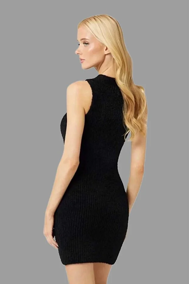 GUESS Rib örgü triko mini elbise W4BK72Z3BJ0 - Siyah