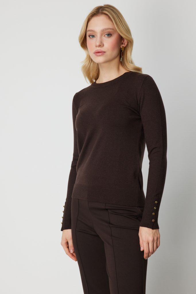 ON TRİKO Sıfır Yaka Basic Triko Kazak  63500 - kahve