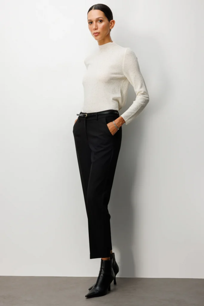 EKOL Duble Paça Kemerli Pantolon 1003 - Siyah