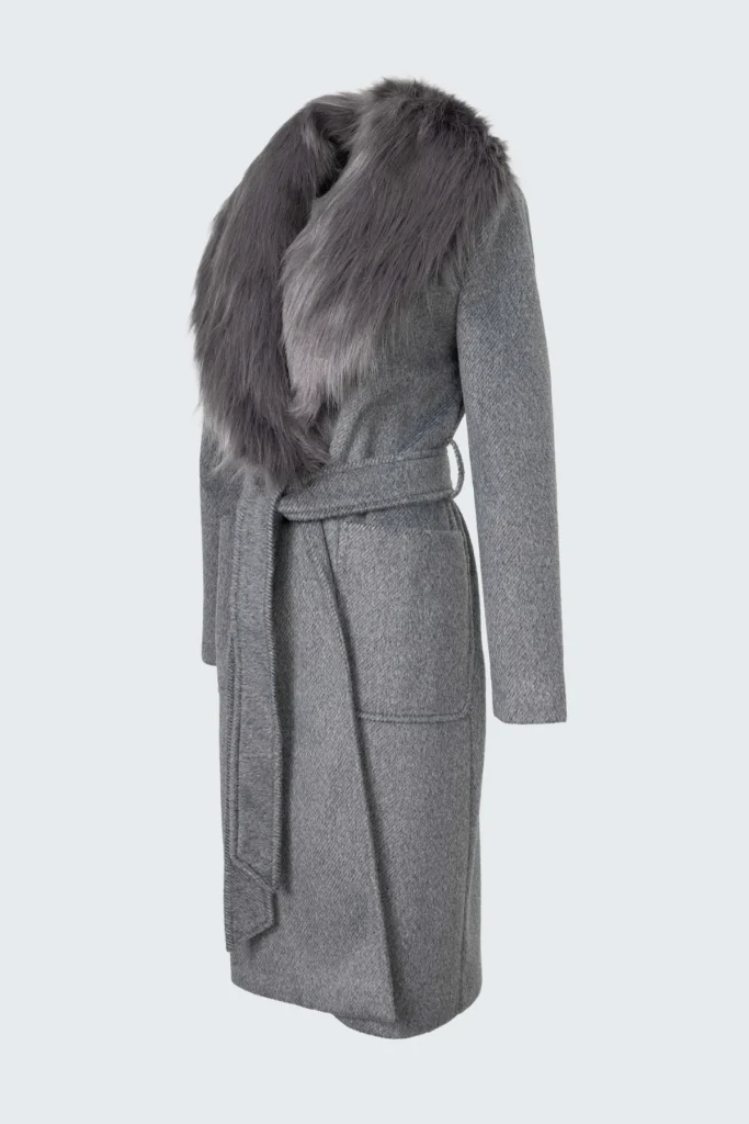 EKOL Yakası Kürklü Kaban 6071 - ANTRASİT