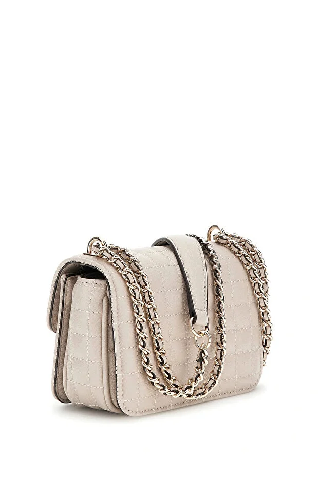 GUESS Nadira Kapitoneli Mini Çapraz Çanta HWQG8424780 - BEJ