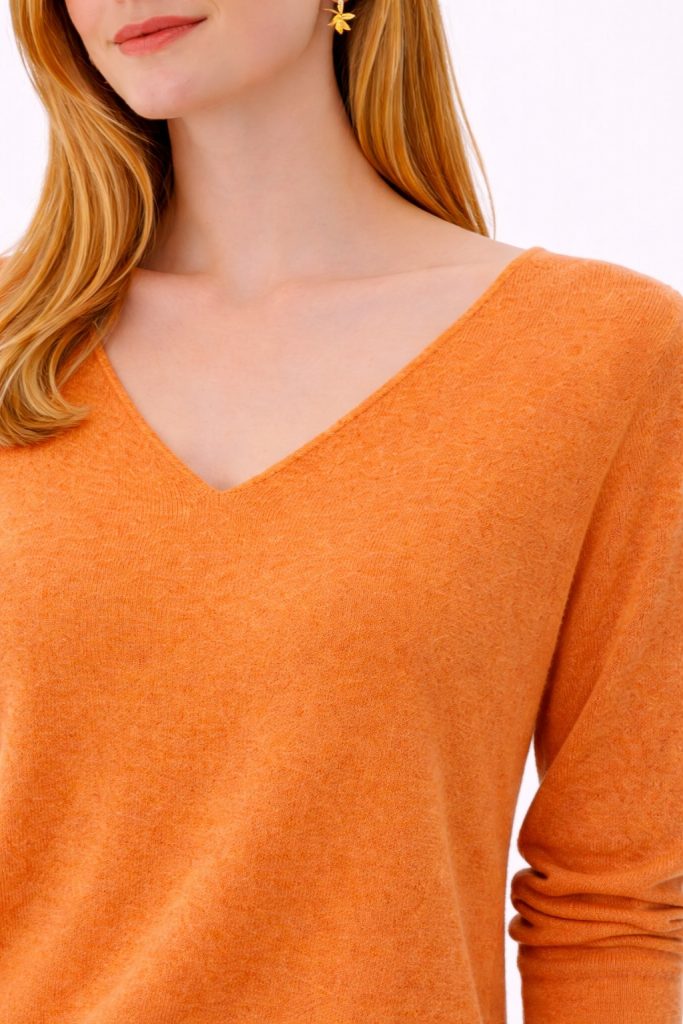 BDK V Yaka Triko Kazak 26KRS501 - turuncu