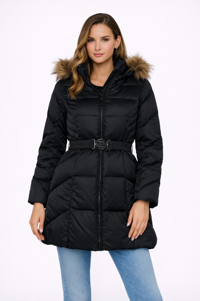 Guess Gerçek kuş tüyü şişme mont W4BL40WEX52-24K - Siyah