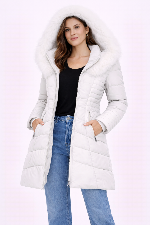 Guess Suni Kürk Kapüşonlu Şişme Mont W4BL61WGLZ0-24K