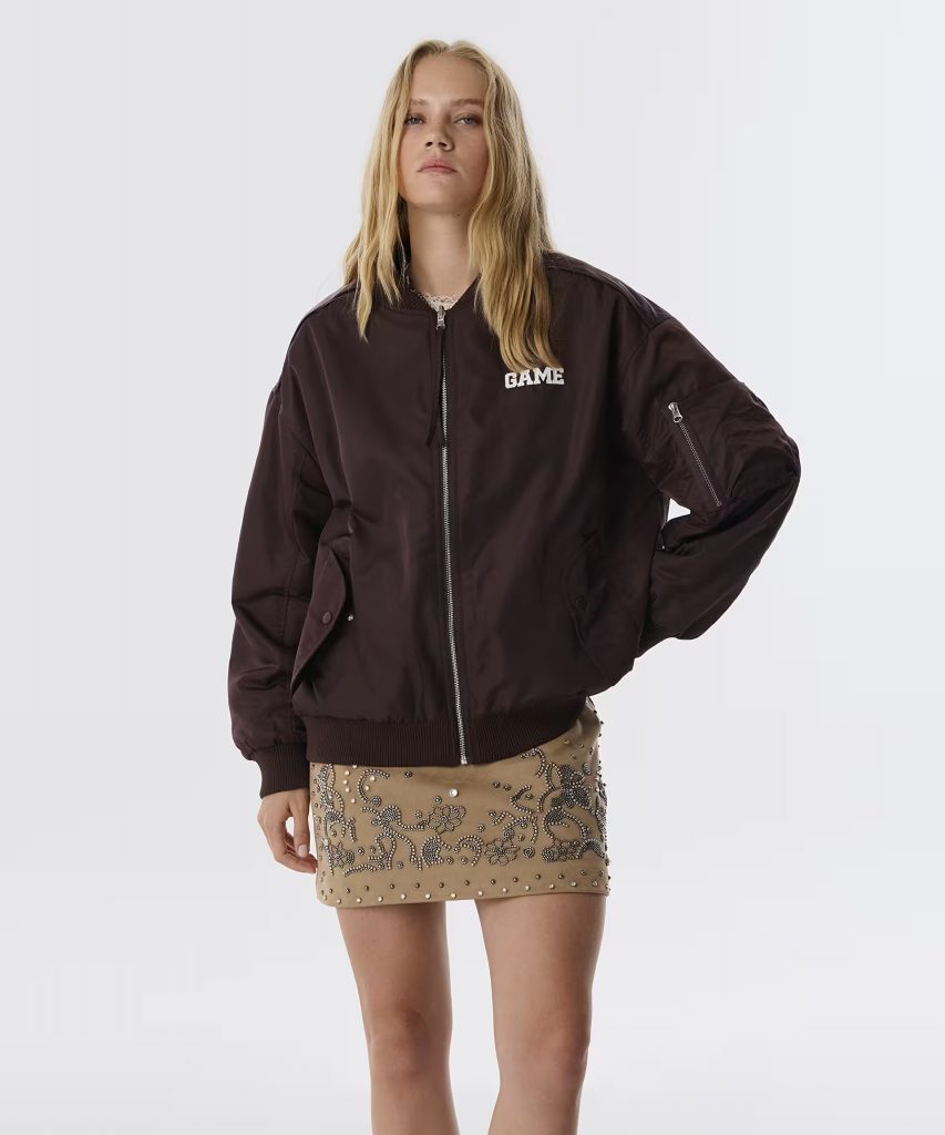 TWIST Sloganlı Bomber Mont TW6250012050 - bordo