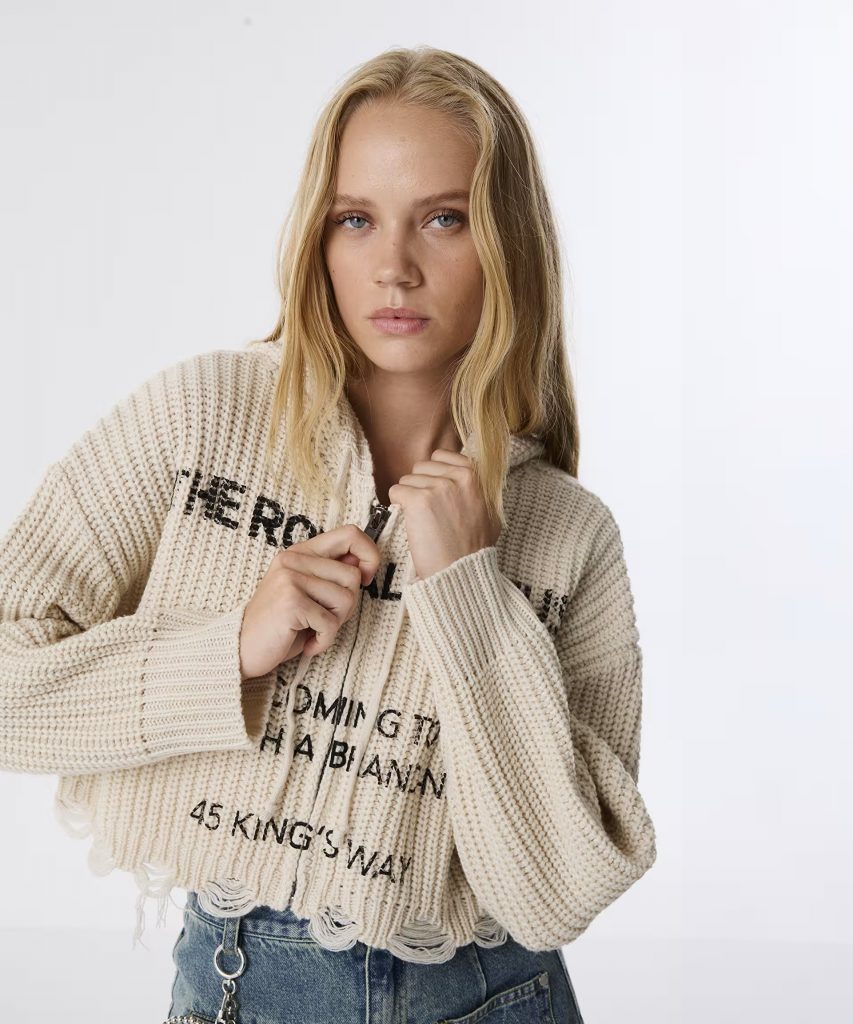 TWİST Slogan Baskılı Crop Hırka TW6250050167 - EKRU