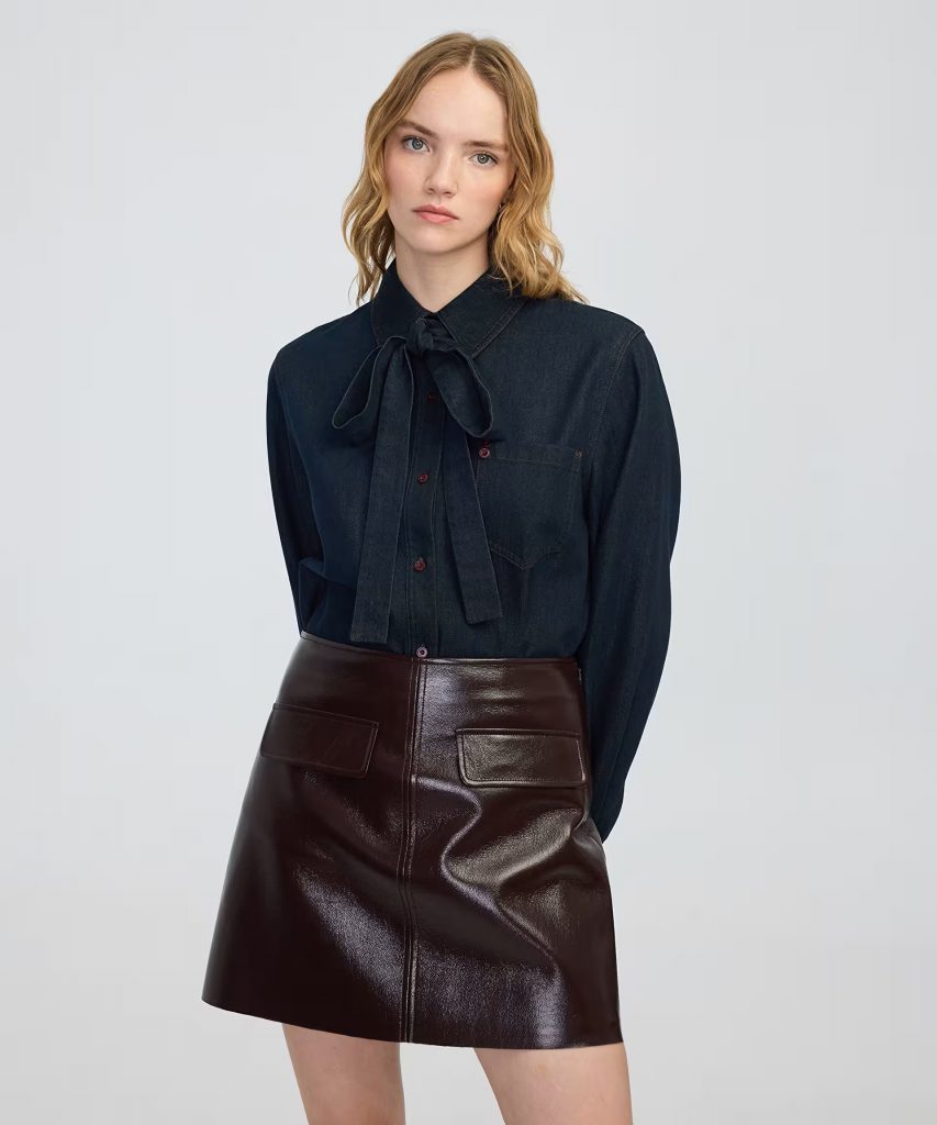 İPEKYOL Boyundan bağlamalı denim gömlek IW6250025149 - İNDİGO