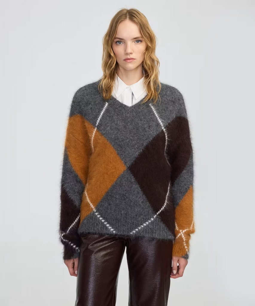 İPEKYOL Baklava desen V yaka kazak IW6250050113 - ANTRASİT