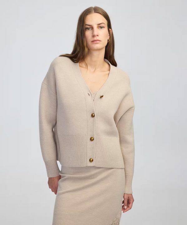 İPEKYOL Metal düğmeli V yaka hırka IW6250050125