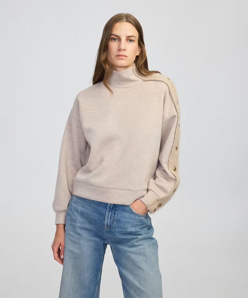 İPEKYOL Triko mix dik yaka sweatshirt IW6250091053 - BEJ