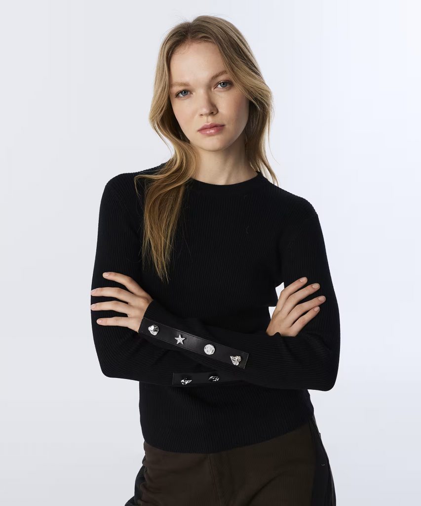 TWIST Kontrast Manşetli Triko TW6250050459 - Siyah