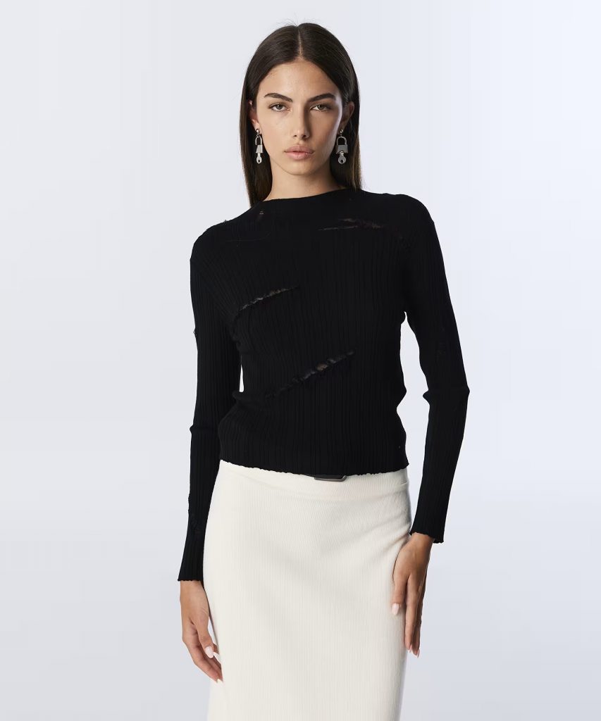 TWIST Eskitme Efekli Dantel Mıx Triko TW6250050463 - Siyah