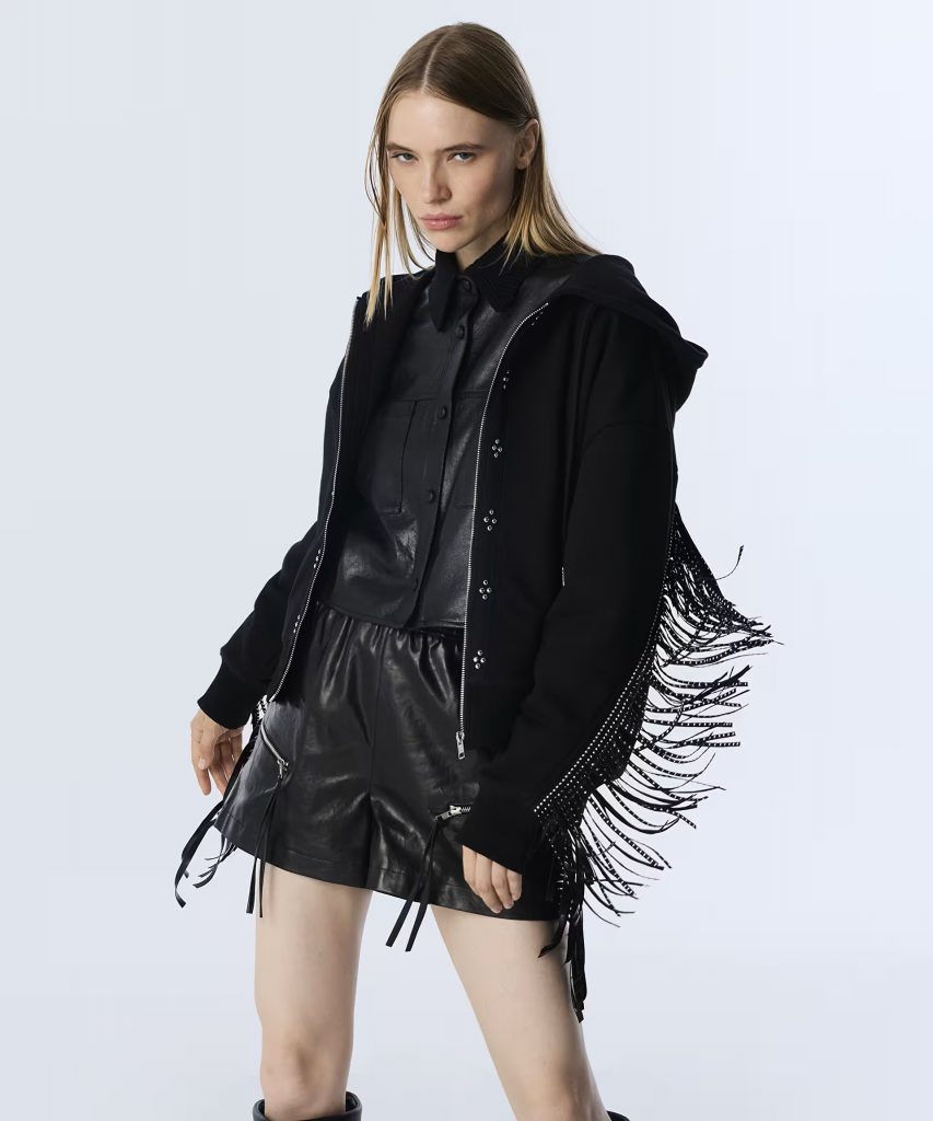 TWIST Püsküllü Trok Baskılı Sweatshırt TW6250091045 - Siyah