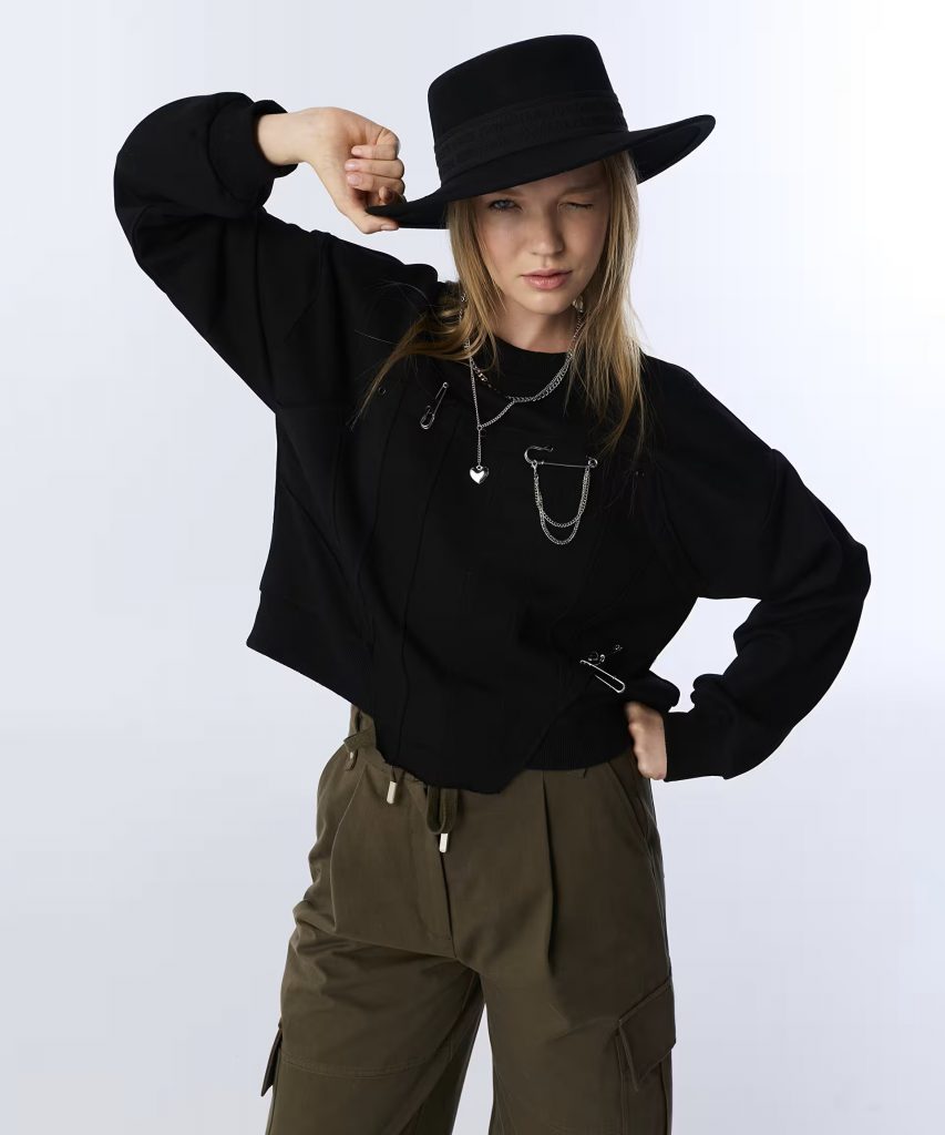 TWIST Karma Metal Aksesuarlı Sweatshırt TW6250091058 - Siyah