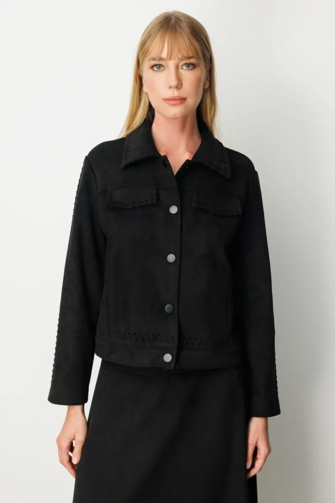 EKOL Çıtçıtlı Süet Mont 8015 - Siyah