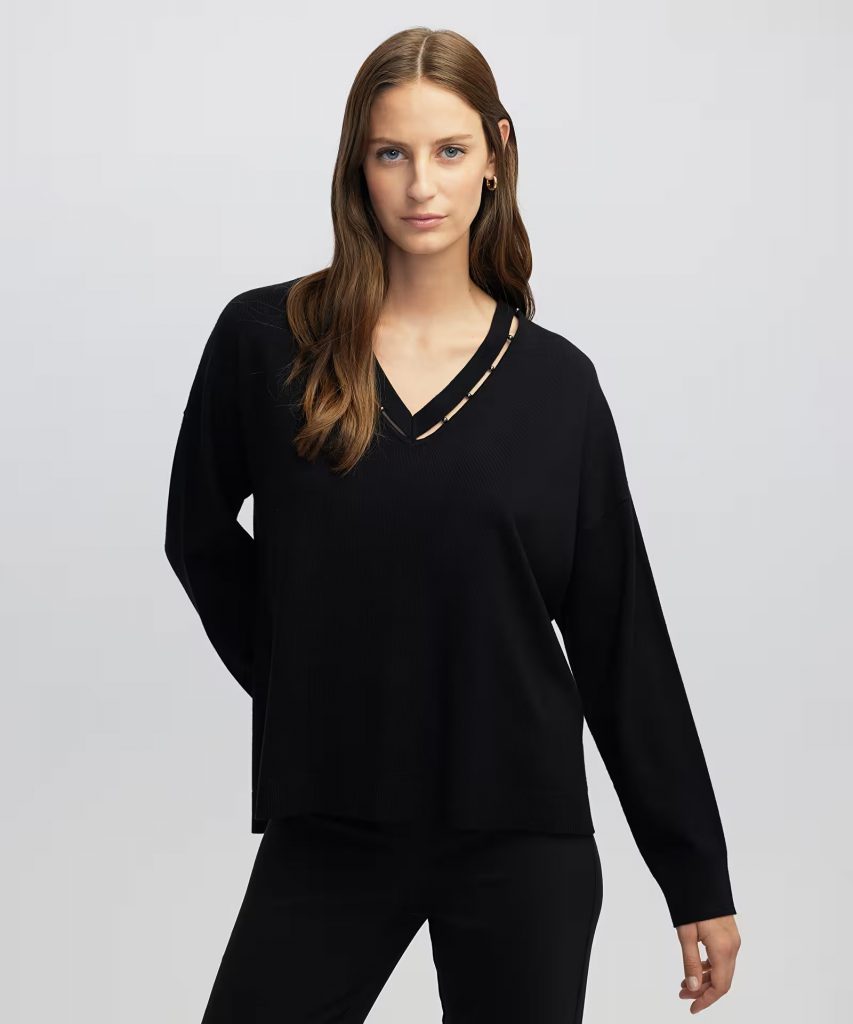 İPEKYOL Metal aksesuarlı cutout triko IW6250050050 - Siyah