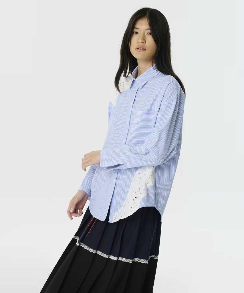 TWIST Dantel Mix Gömlek TW6250025043 - MAVİ