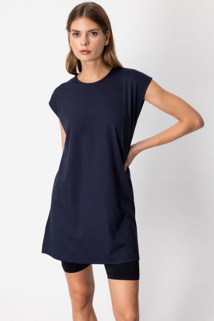 ON TRİKO Kadın Sıfır Yaka Basic TUNİK 61419 - Lacivert
