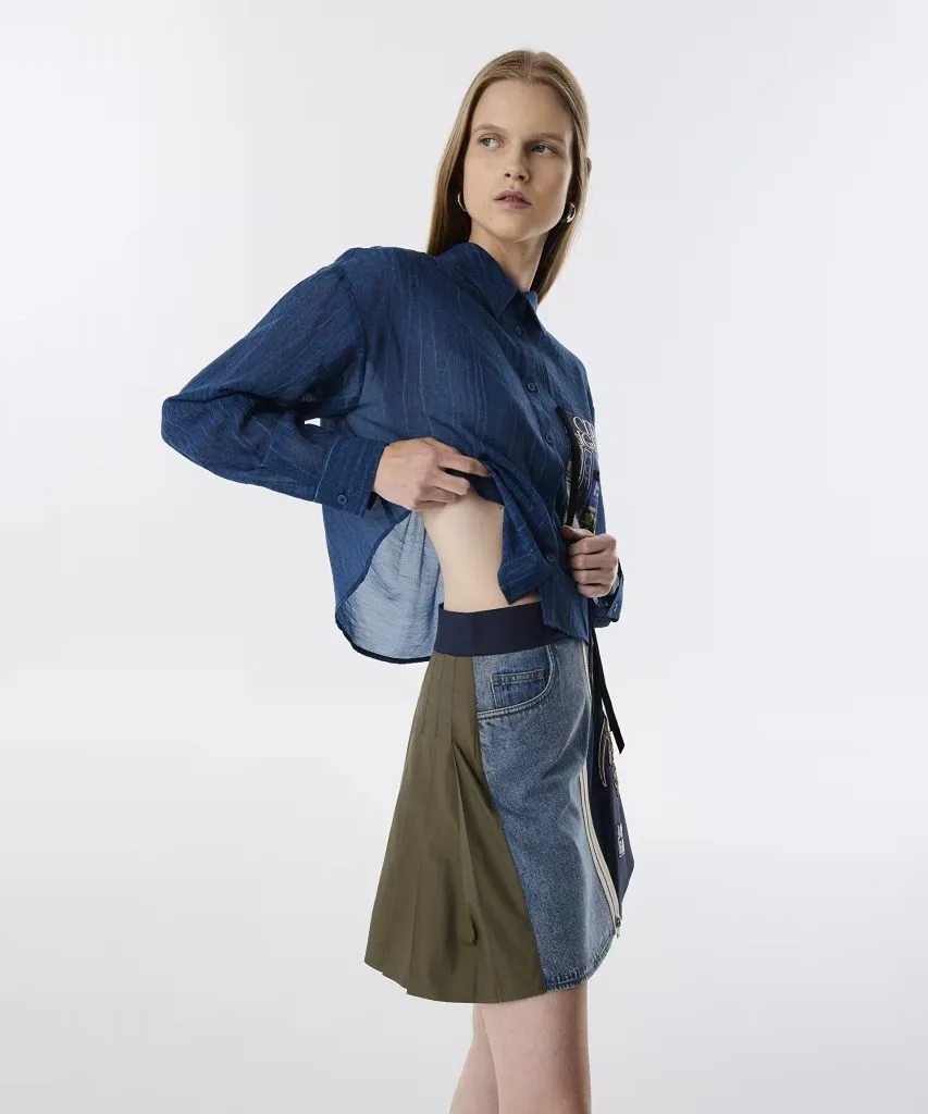 TWIST Kumaş Mıx Asimetrik Pileli Etek TW6250004085