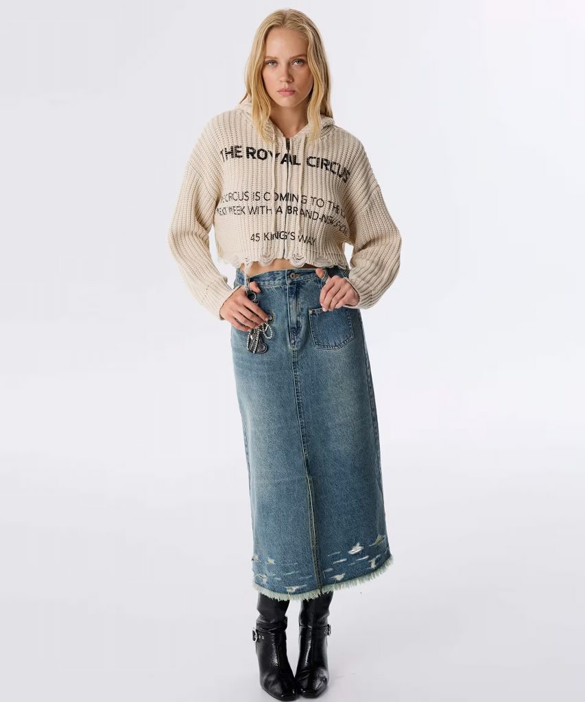 TWİST Slogan Baskılı Crop Hırka TW6250050167 - EKRU