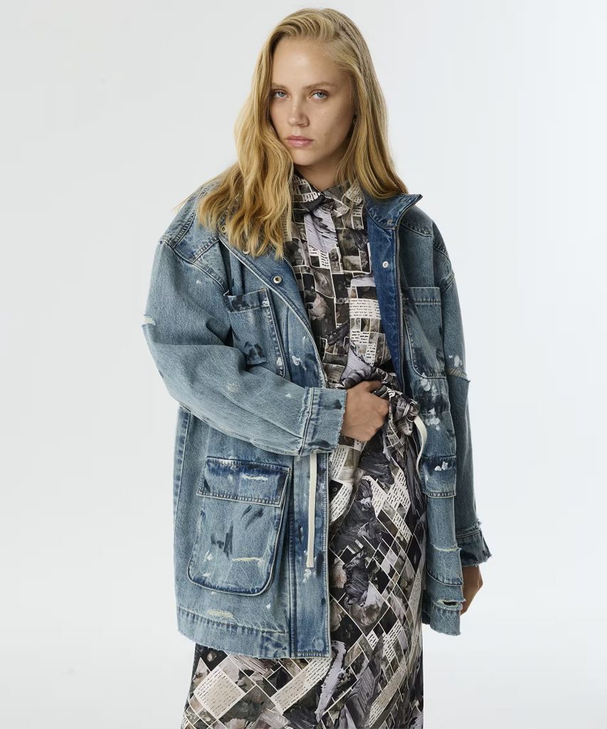 TWIST Eskitme Efekli Jean Ceket TW6250011017 - mint