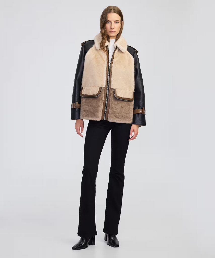 İPEKYOL Suni kürk mix colorblock mont IW6250012078 - Siyah