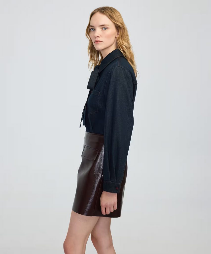 İPEKYOL Boyundan bağlamalı denim gömlek IW6250025149 - İNDİGO