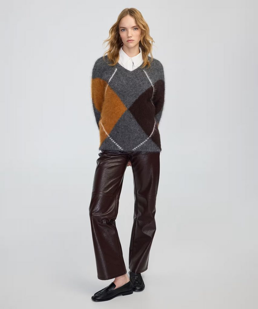 İPEKYOL Baklava desen V yaka kazak IW6250050113 - ANTRASİT