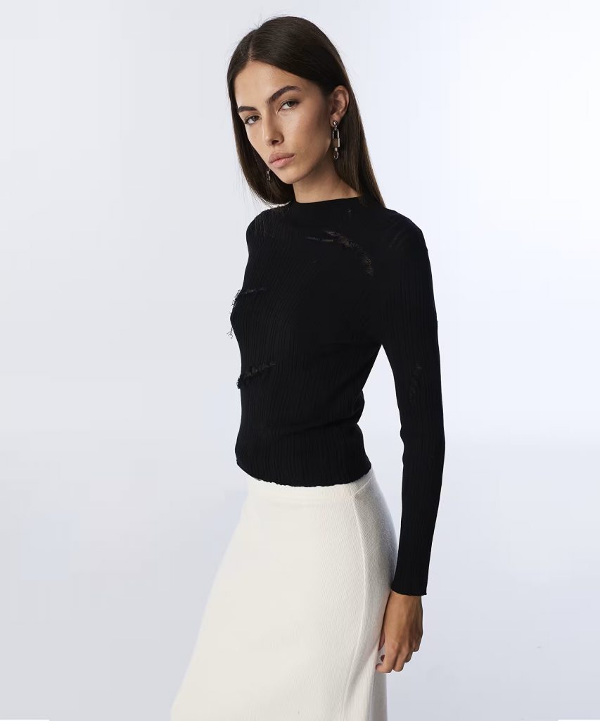 TWIST Eskitme Efekli Dantel Mıx Triko TW6250050463 - Siyah