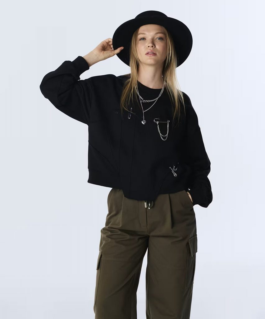 TWIST Karma Metal Aksesuarlı Sweatshırt TW6250091058 - Siyah