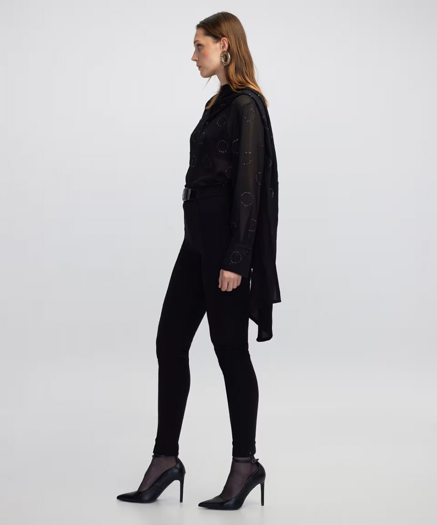 İPEKYOL Suni deri kemer tokalı pantolon IW6250003156 - Siyah