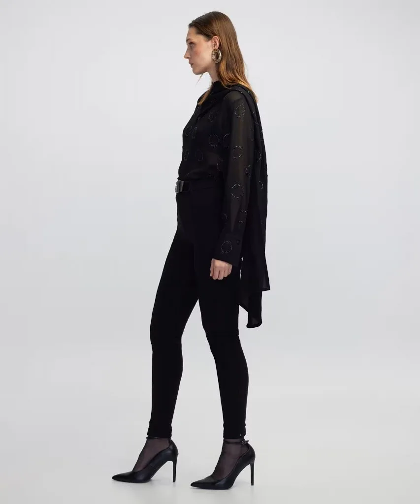 İPEKYOL Suni deri kemer tokalı pantolon IW6250003156