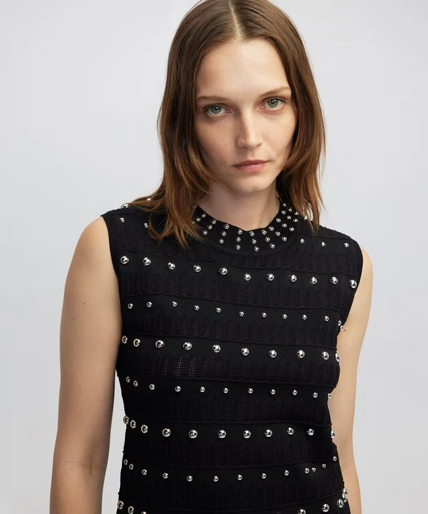 İPEKYOL Karma metal aksesuarlı triko IW6250050023 - Siyah