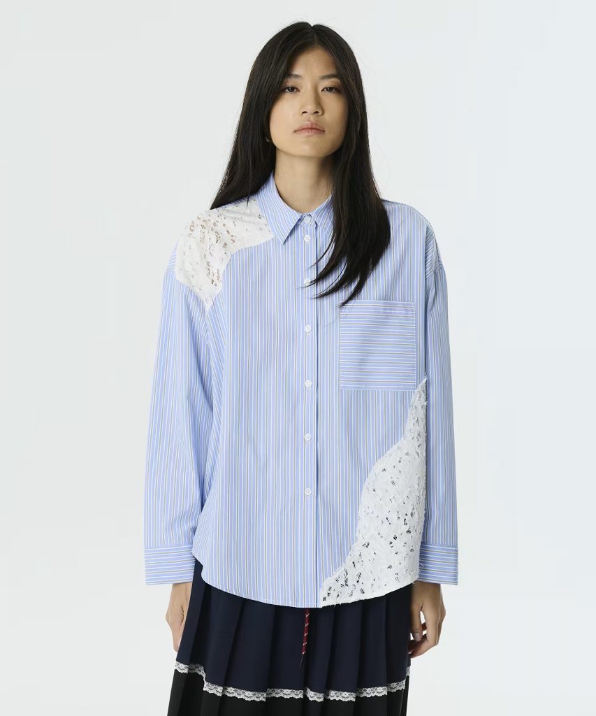 TWIST Dantel Mix Gömlek TW6250025043 - MAVİ