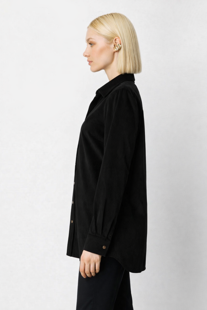 EKOL İnce Fitilli Kadife Gömlek 3045 - Siyah