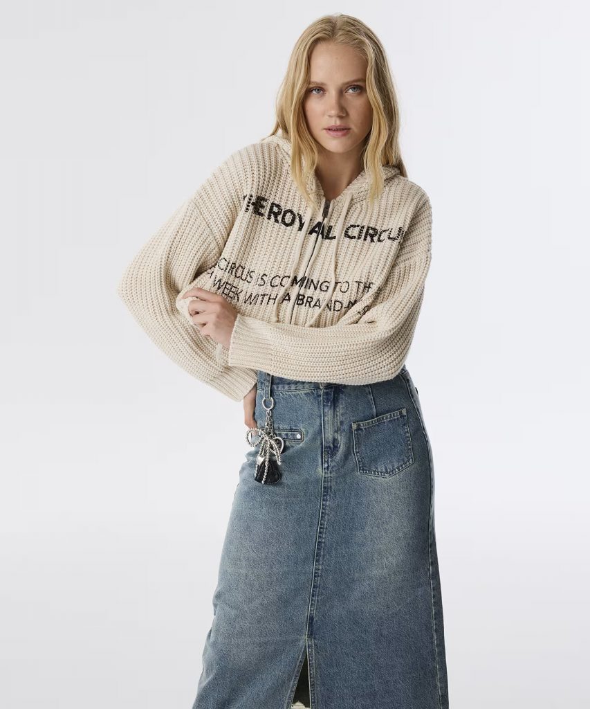 TWİST Slogan Baskılı Crop Hırka TW6250050167 - EKRU