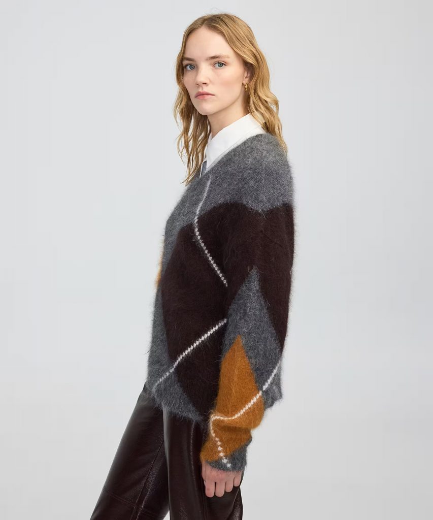 İPEKYOL Baklava desen V yaka kazak IW6250050113 - ANTRASİT